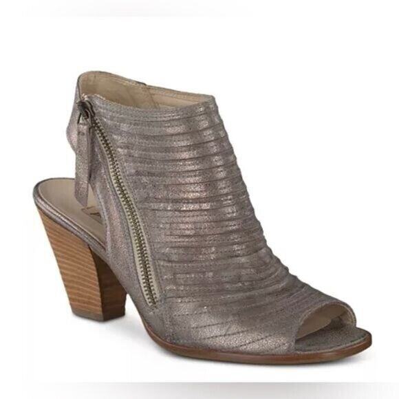 Paul Green Shoes - Paul Green Cayanne Peep Toe High Heel Booties Smoke Brush Metallic Sz6.5 boot